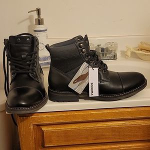 NWT, Sonoma Vitalize Ortholite, Black combat boots, 7.5 Med Men's